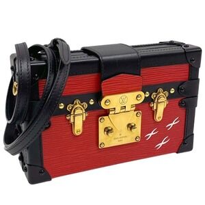 Louis Vuitton Malle Crossbody Bag Clutch Epi Black Red Noir Coquelicot Red